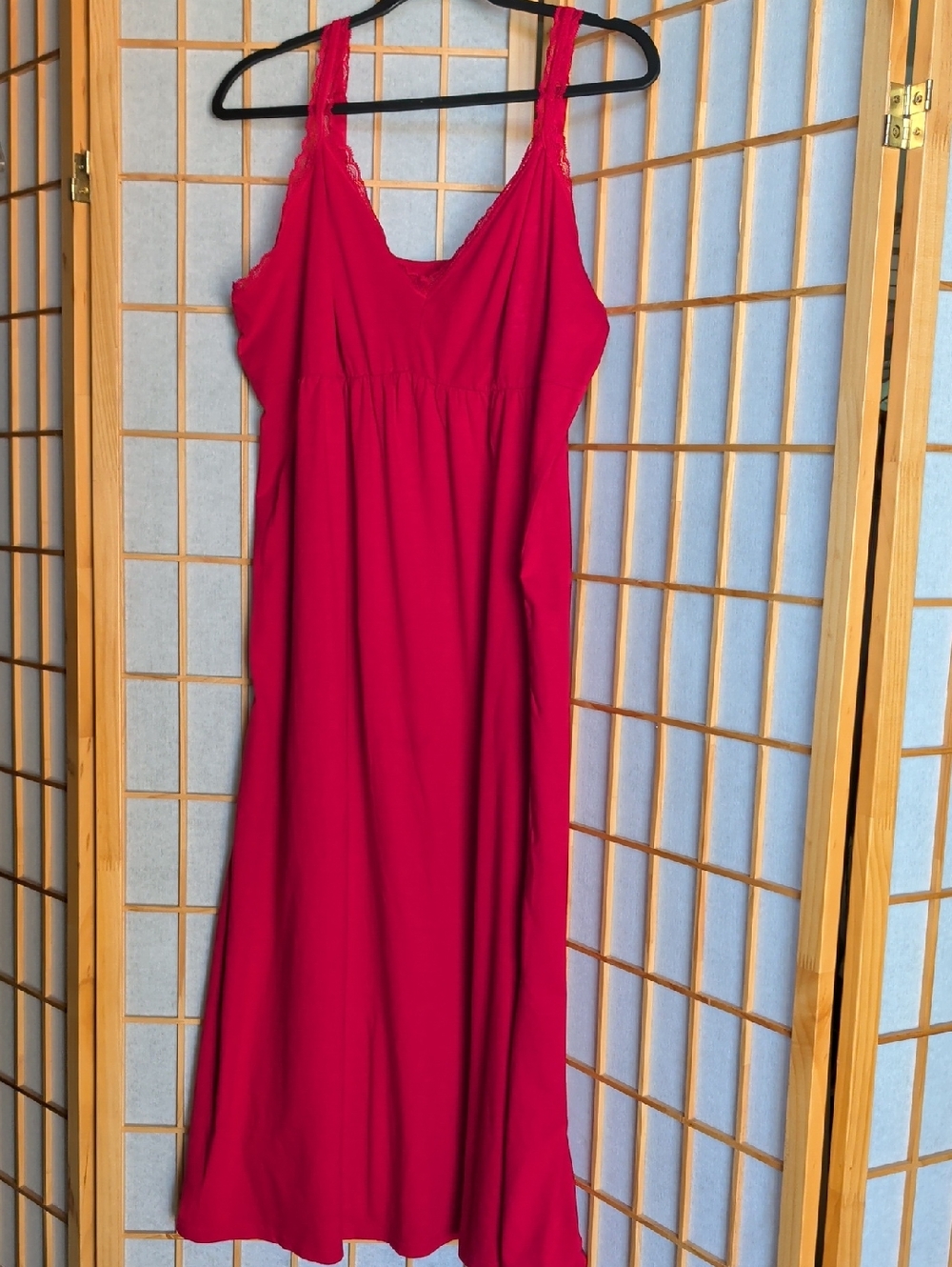 Women's Red Maxi Dress with Lace Straps